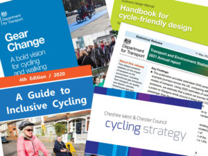 Image of a selection of cycling related documents